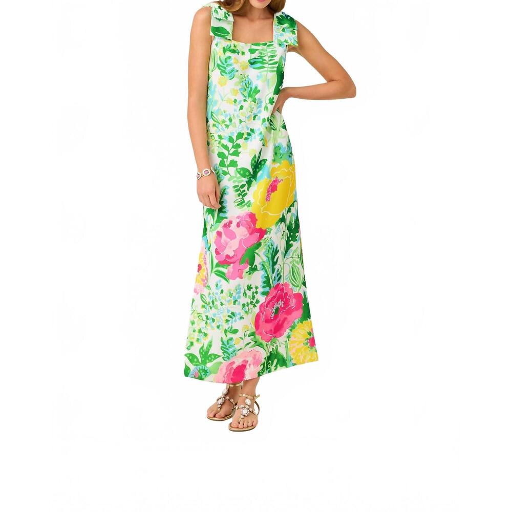 NEW LILLY PULITZER bernice maxi dress in multi poppy party engineered woven - Picture 5 of 8